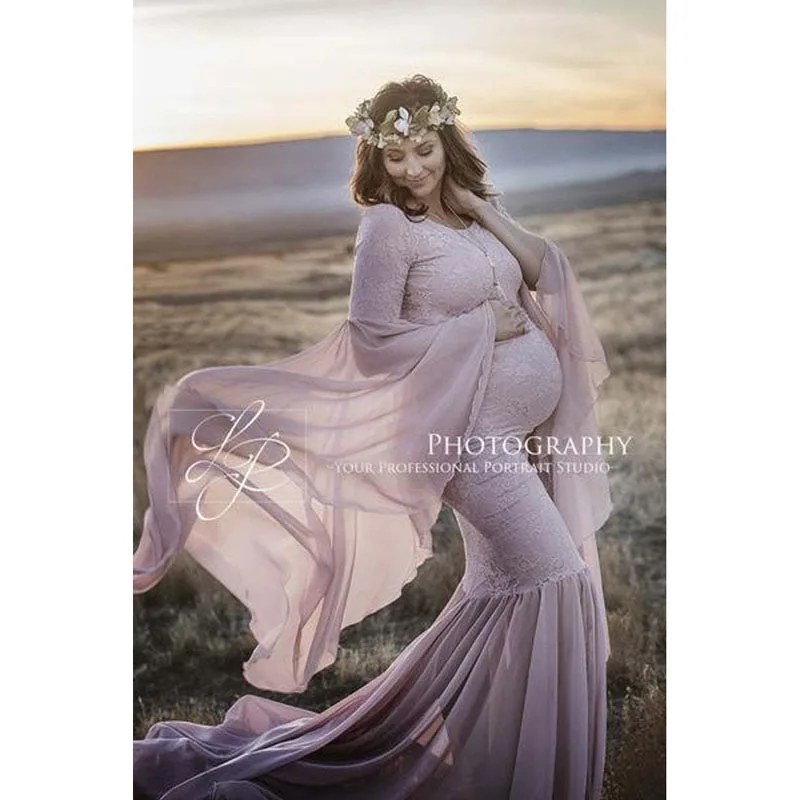 Длинный Шифоновый рукав для беременных реквизит фотосъемки платье Платья