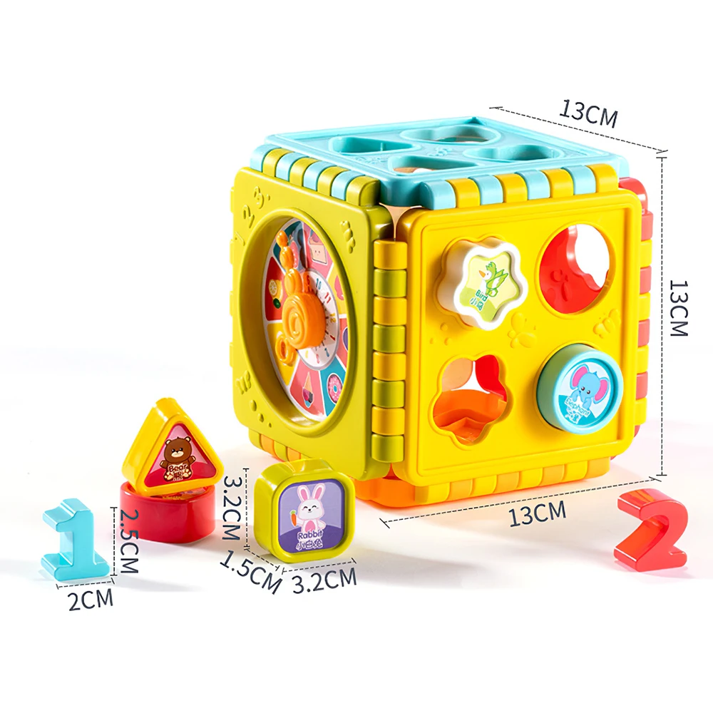 

Baby Hexahedron Toy 0-1 Year Old Baby Music Hand Drum Early Education Puzzle Shape Matching Building Block Hexahedron House