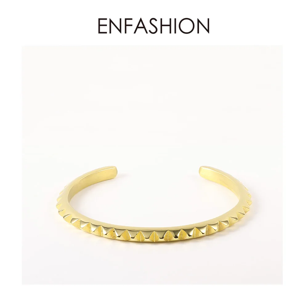 ENFASHION Панк Пирамида Браслет-манжета золотого цвета из нержавеющей стали браслеты с шипами браслеты для женщин модные ювелирные изделия подарки B192038