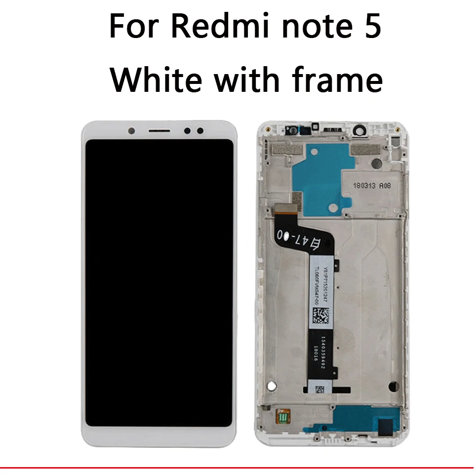 White with frame Дисплей 5,9" pantalla xiaomi redmi note 5 для мобильного телефона lcd s с рамкой note 5 pro lcd 10-Запасные части для сенсорного экрана - Цвет: White with frame