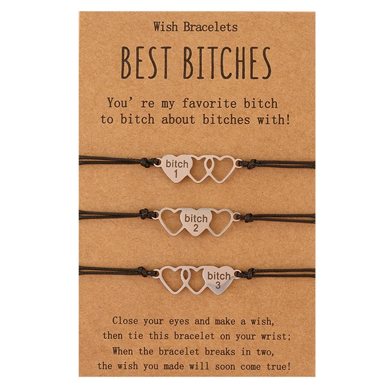 3 шт./компл. плетеный браслет из нержавеющей стали в форме сердца ювелирные