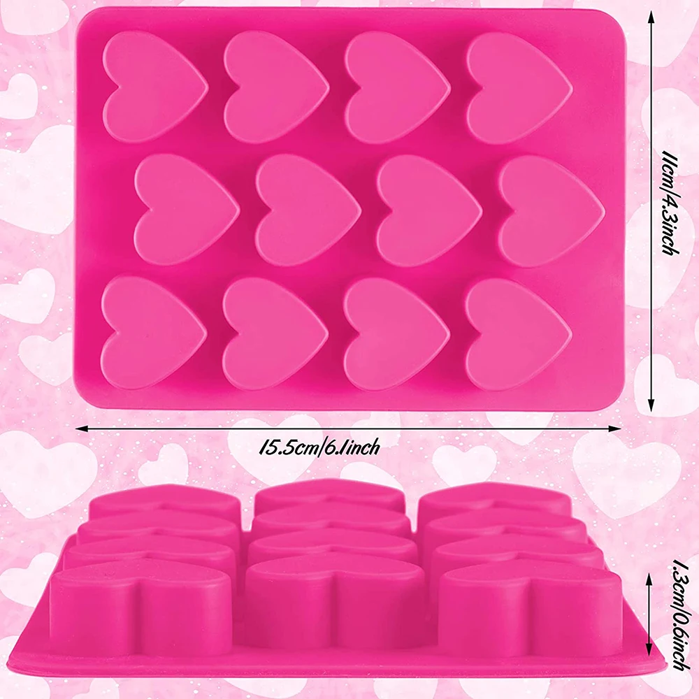 

Pink Heart Shaped Silicone Molds Fondant Candy Moulds Valentine Heart Chocolate Ice Cube Soap Cake Decoration Baking Tools