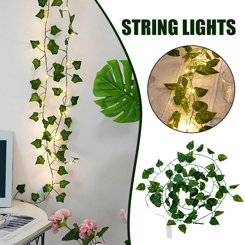 

2.2m 25 Lights Simulation Green Leaf Rattan String Light Artificial Flower Decorative Atmospheres String Lights JAN88