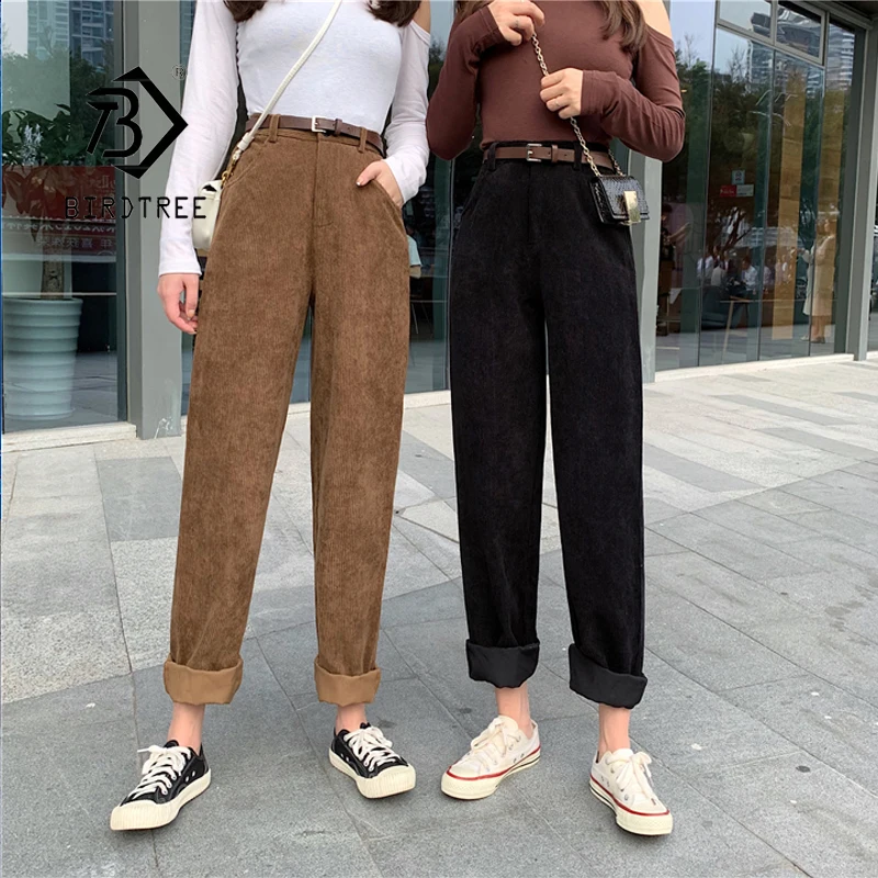 

Женские вельветовые брюки с широкими штанинами, свободные повседневные длинные брюки с поясом, модель B18406X на весну, 2021