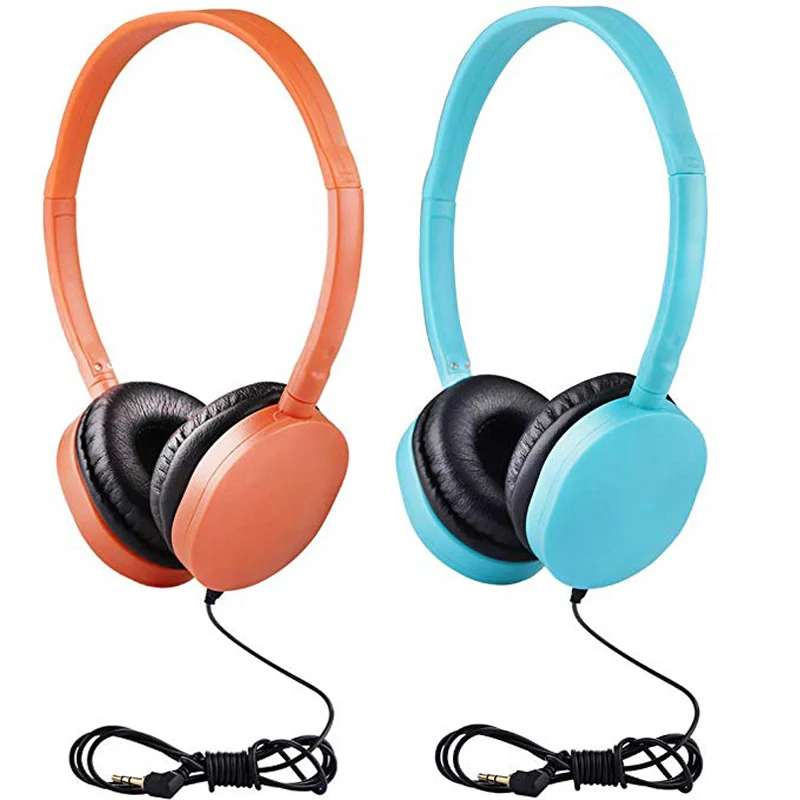 Light blue andOrange Детские наушники складные регулируемые проводные наушники гарнитура с 3,5 мм аудио разъем для детей Mp3 Смартфон - Цвет: Light blue andOrange