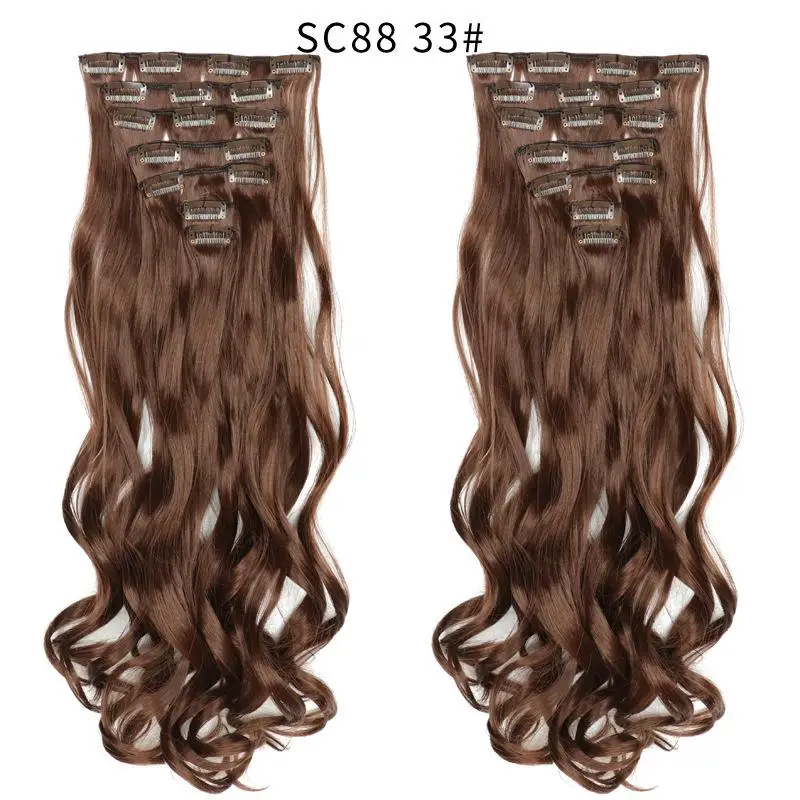 MERISI HAIR 22 Synthetic Deep Wave Hair Heat Resistant Light Brown Gray Blond Women Hair Extension Set Clip In Ombre Hair