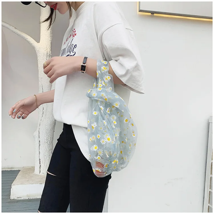 Женский цветочный вышивальный Органайзер ручная сумка для покупок сумки органза