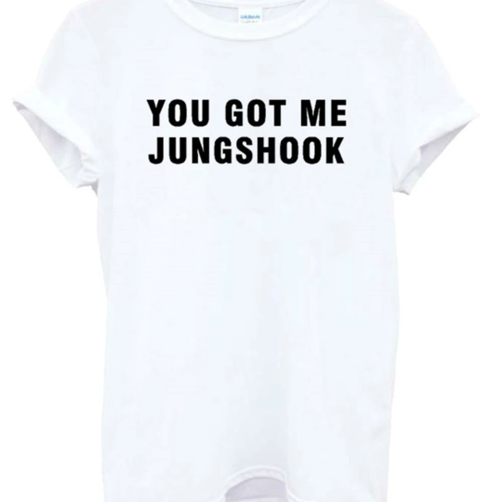 

You Got Me Jungshook Letters Print Women Tshirt Casual Funny T Shirt For Lady Girl Top Tee Hipster Tumblr white letter print