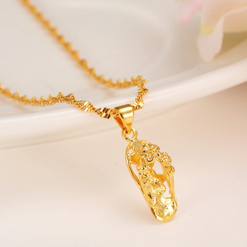Модные подвески кулон тапок цепочка ожерелья для женщин и девушек золотые
