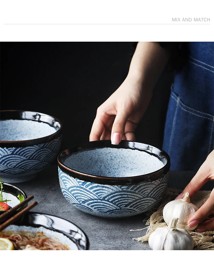 RUX мастерская японская Керамическая пиала для риса Ramen миска салат лапша суп чаша Ресторан Кухня Посуда Украшение Дома