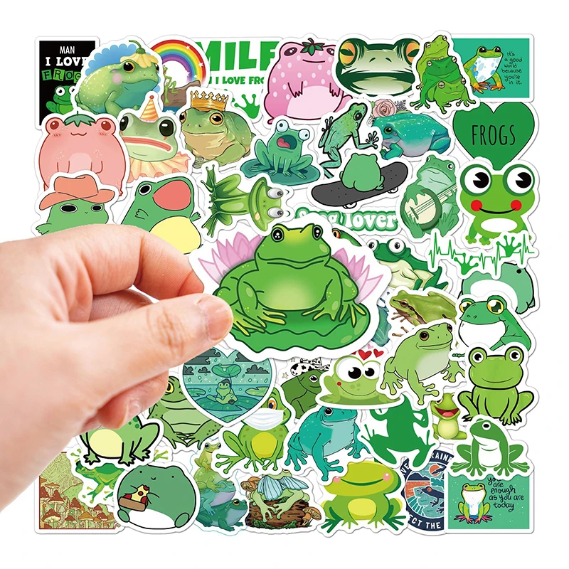 

50pcs Hot Selling Interesting Frog Graffiti Stickers For Skateboard Gift Box Bicycle Computer Notebook Car Anime Cute Frog Toys