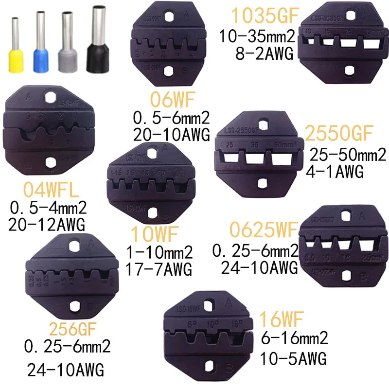 Сменные обжимные штампы/зажимы для кабельных наконечников 0 25 50 мм2|Плоскогубцы| |