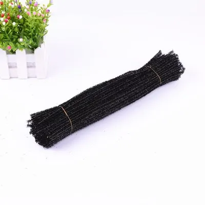 Glitter black 30*0,6 см блестящий топ, корень волос, кривая палочка для детей, для детского сада, ручной работы, материал для рукоделия, Рождественские елки, вечерние украшения, 100 шт - Цвет: Glitter black