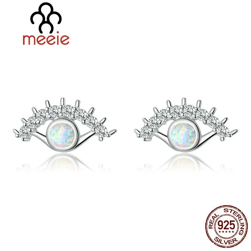 Серьги гвоздики MEEIE Lucky Eye для Wonen серебро 925 пробы опал ювелирные изделия