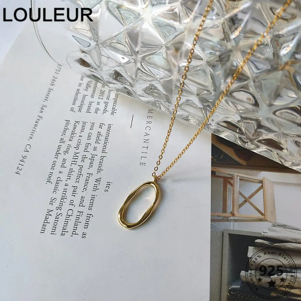 

Женское Ожерелье из стерлингового серебра 925 пробы Louleur, ожерелье с овальной полой подвеской, очаровательное ювелирное изделие из серебра 925...