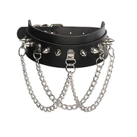 2022 new punk ladies necklace gothic dark leather collar personality irregular rivet retro woman necklace clavicle chain
