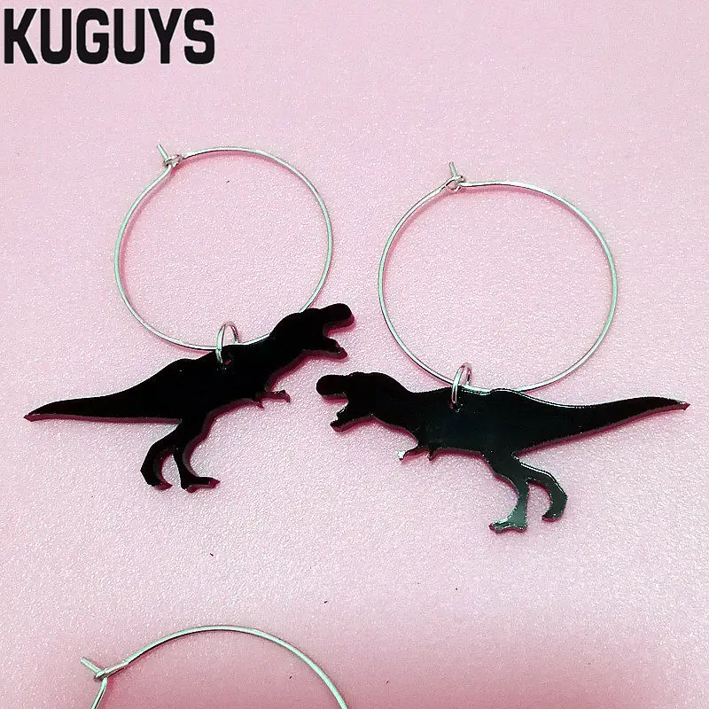Женские маленькие серьги кольца с динозавром KUGUYS акриловые ювелирные украшения