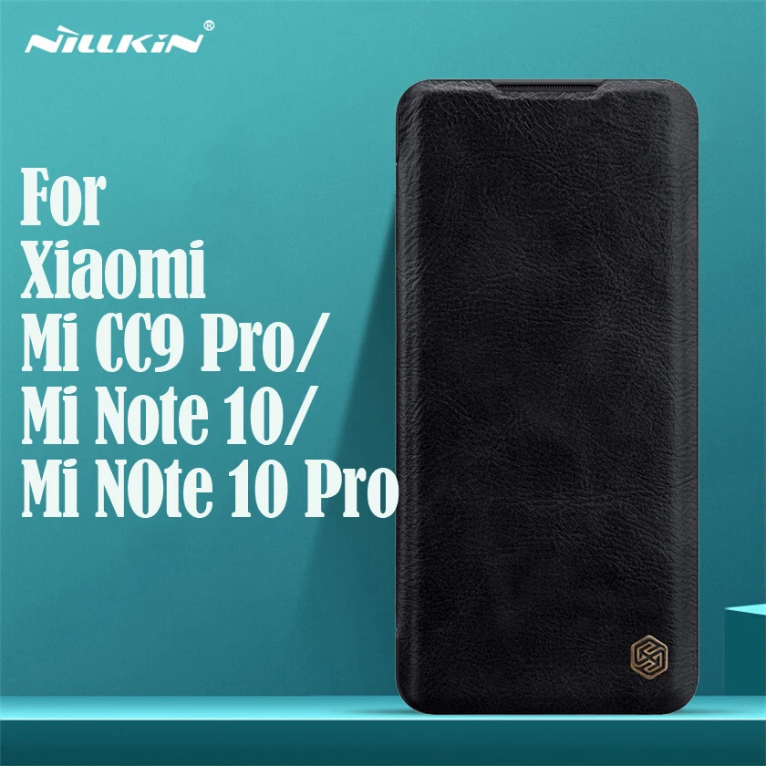 Флип чехол Nillkin Qin для Xiaomi Mi Note 10 Pro CC9 винтажный кожаный книжка с карманом карт