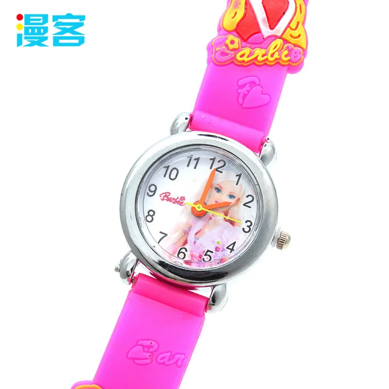Новые 3D аниме мультфильм Силиконовые Барби принцесса детские часы модные