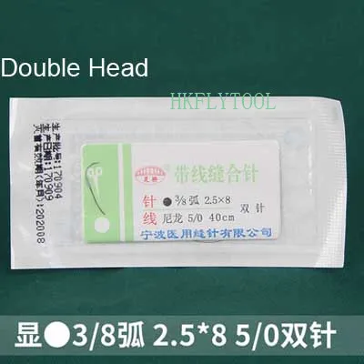 3-8 2.5x8 5-0 Double Круглый шовный игольчатый хирургический инструмент микрохирургический нейлоновый мононити проволока круглая безвредная игла хирургический инструмент 1 шт. Запчасти для инструментов - Цвет: 3-8 2.5x8 5-0 Double
