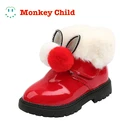 Классические зимние ботинки для маленьких девочек, кожаная обувь, модные теплые ботильоны для девочек с жемчугом и блестками, обувь для маленьких девочек