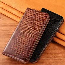 Lizard Veins Genuine Leather Case Cover for OPPO A92S A53 A32 A33 A53S A15 A15S A93 A55 A94 A54 A74 Cover Protective Shell
