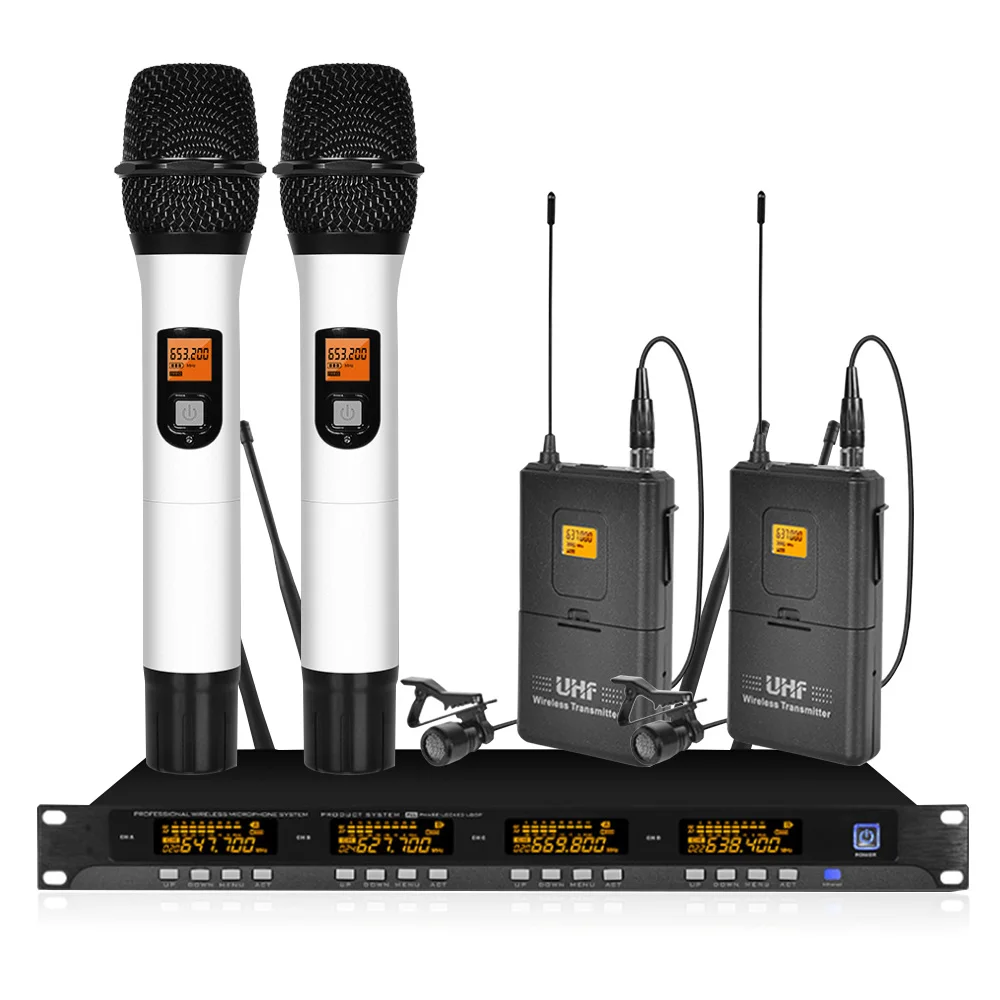 4 канальный беспроводной микрофон системы для цифровых зеркальных камер UHF