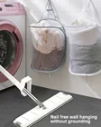 Складная сетчатая корзина для грязной одежды, домашняя неперфорированная самоклеящаяся корзина для хранения белья в ванной комнате