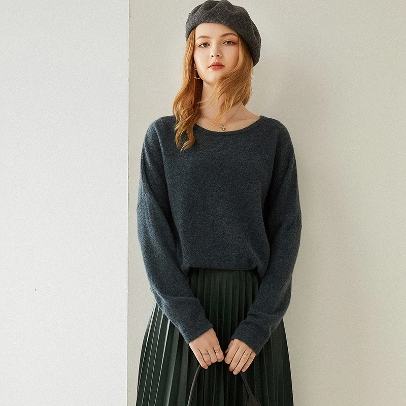 Женский кашемировый пуловер джокер из чистого кашемира Осень-зима | Женская