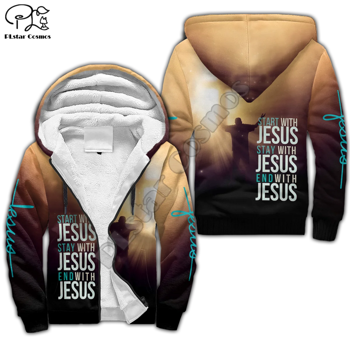 PLstar Cosmos Christian Catholic God Jesus Lion Retro Bible 3Dprint Men/Women Winter Warm Coat Fleece Jacket Hoodies Pullover A1