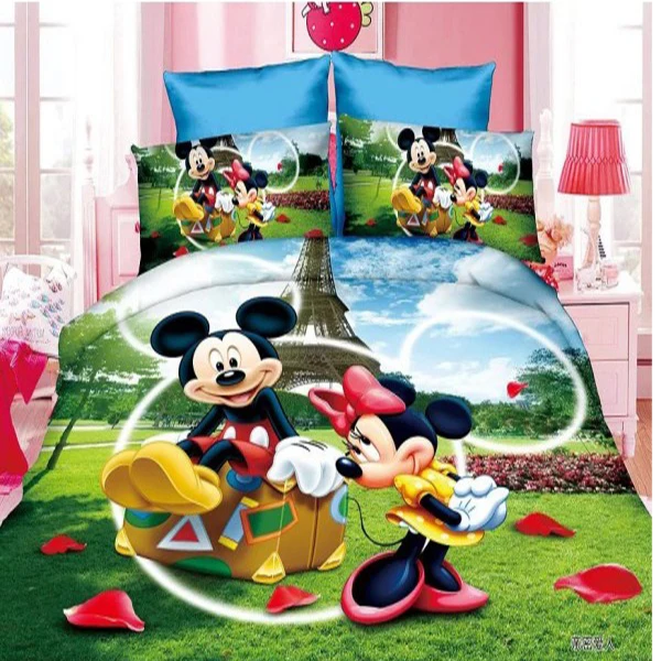 Mickey Minnie 1 Комплект постельного белья с изображением героев мультфильма Дисней, Mc, queen, Человек-паук, пододеяльник, наволочка, детский подарок на день рождения для мальчиков, 1,0 м, 1,2 м, кровать - Цвет: Mickey Minnie 1