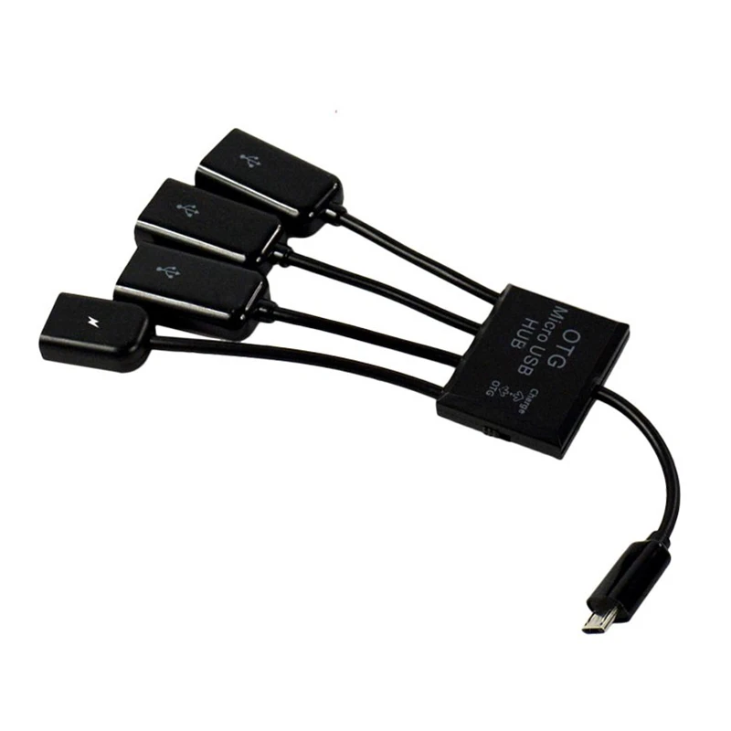 Черный 4 в 1 Micro USB Hub Male to Female Three 2 0 Host OTG адаптер HUB зарядный кабель Cable для Samsung tablet и