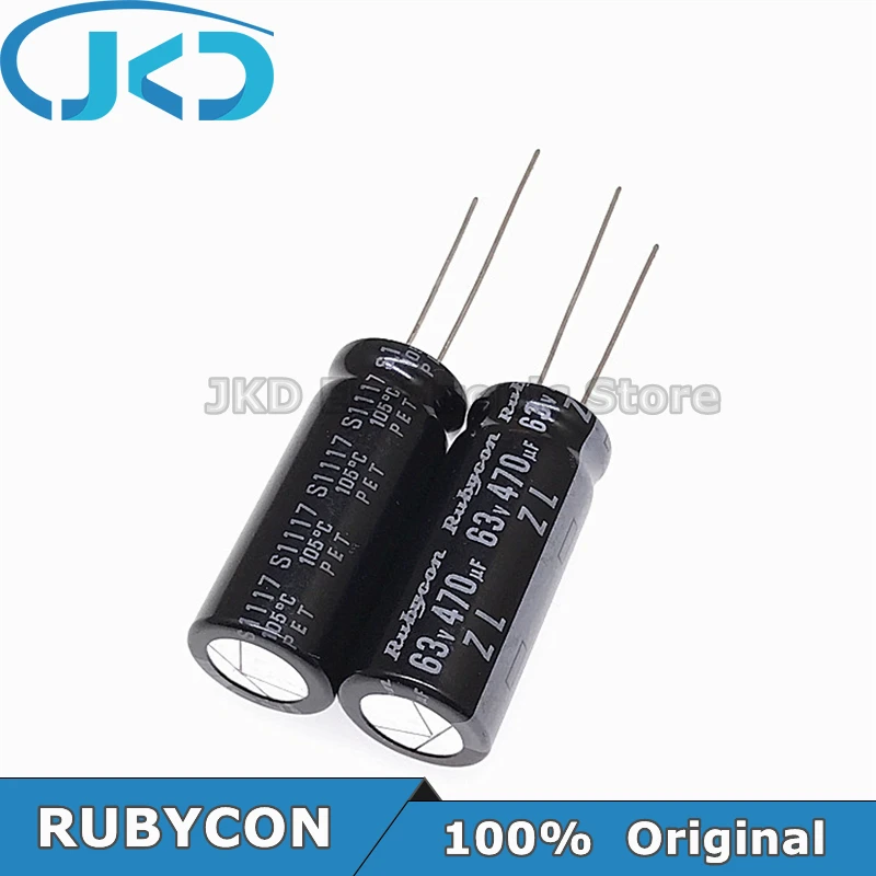 

10 шт., алюминиевый электролитический конденсатор RUBYCON 470 мкФ 63V 12,5*30mm 470UF63V 63V470UF 12.5x3 0mm, 100% оригинал