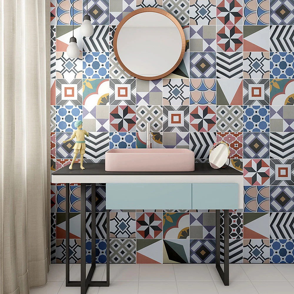 2 шт. DIY Геометрическая симметричная наклейка на плитку с цветком самоклеящаяся