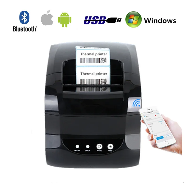 

365B Product Barcode QR Code Price Sticker 20-80mm POS Cash Register Receipt USB Bluetooth Thermal Label Printer 127mm / S