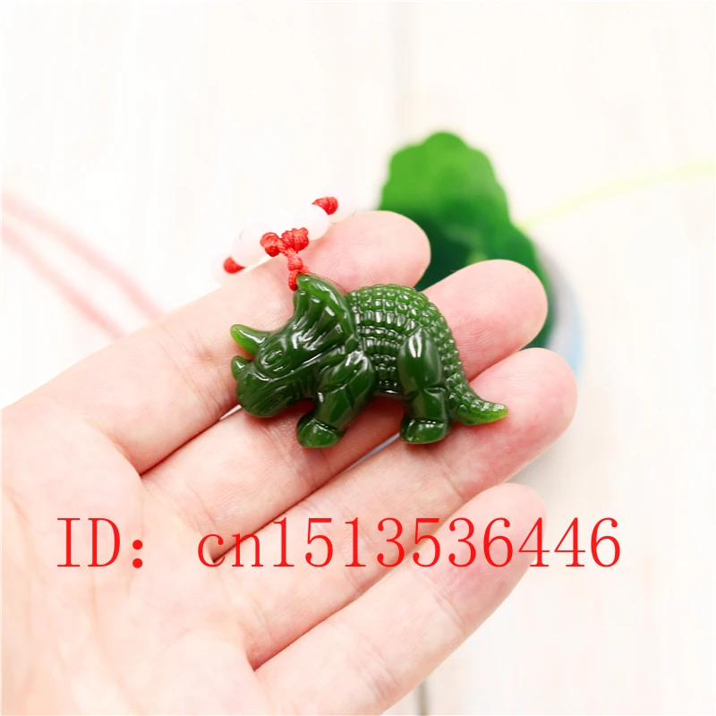 Натуральный зеленый китайский нефрит ожерелье с подвесками в форме Динозавров 3D