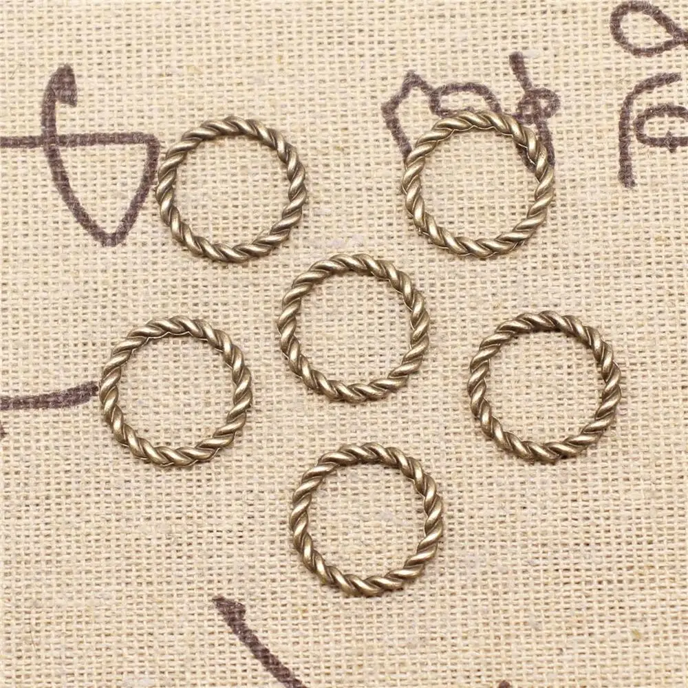 

Designer Charms DIY 20pcs 15x15mm Antique Bronze Color Hemp wreath, circle, Circle Charms