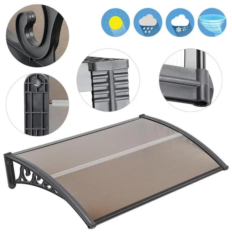 

Home Door Window Awning Outdoor Entrance Garden Patio Sunshade Hollow Pc Board Aluminum Frame Durable Wind Hail Sun Shelter HWC