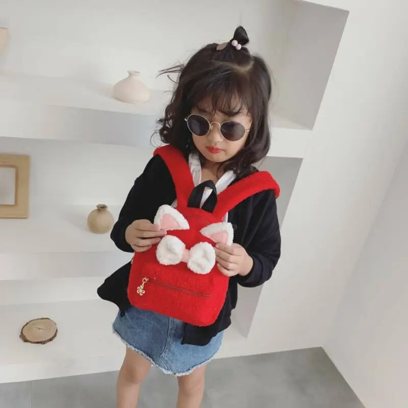Супер милый плюшевый рюкзак с бантом для маленьких девочек модные рюкзаки улицы