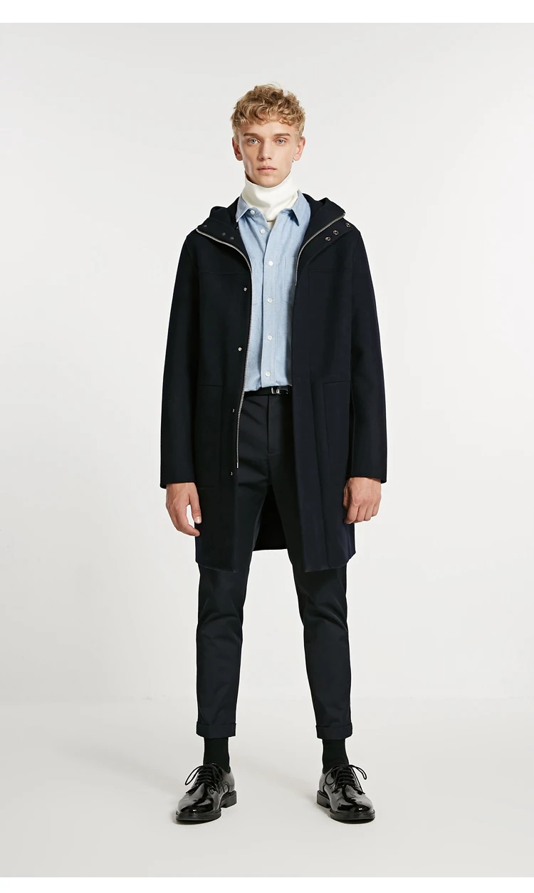 JackJones зимнее мужское Свободное длинное шерстяное пальто со стоячим воротником модная мужская одежда 218427505