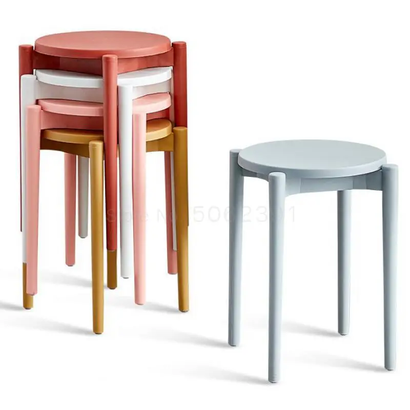 Простой пластиковый круглый стул домашний низкий скандинавский модный