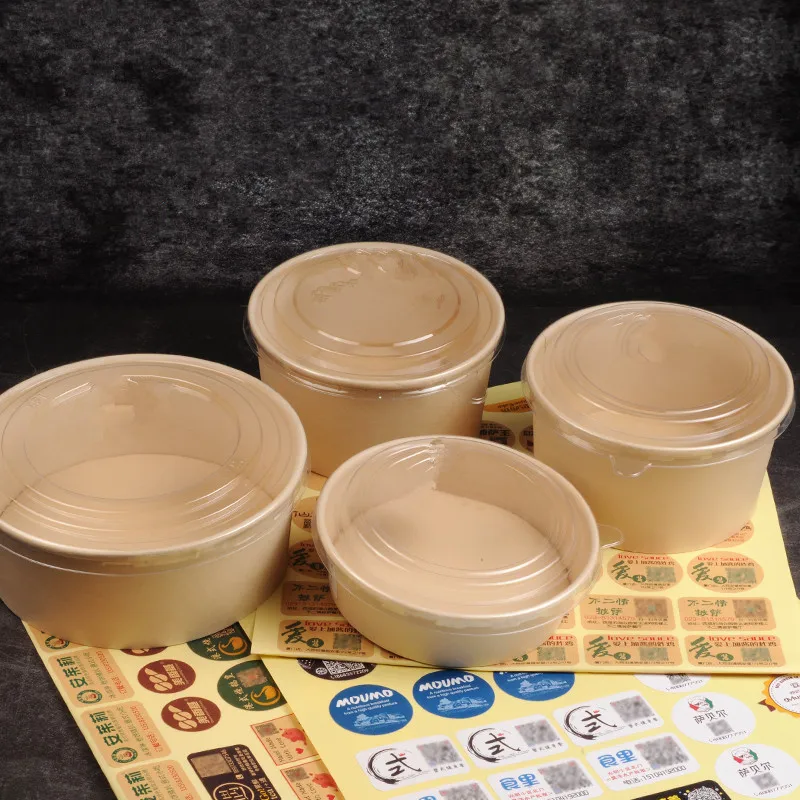 50 шт. одноразовые бумажные чаши с крышкой для супа салата|Одноразовые чашки| |