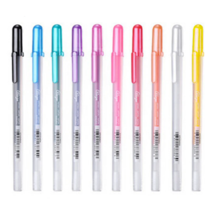 Assorted 10 Colors Sakura Gelly Roll Glaze Gel Pen Set 3-dimensional Glossy Ink Pen Waterproof Roller Ball Pen School Supplies