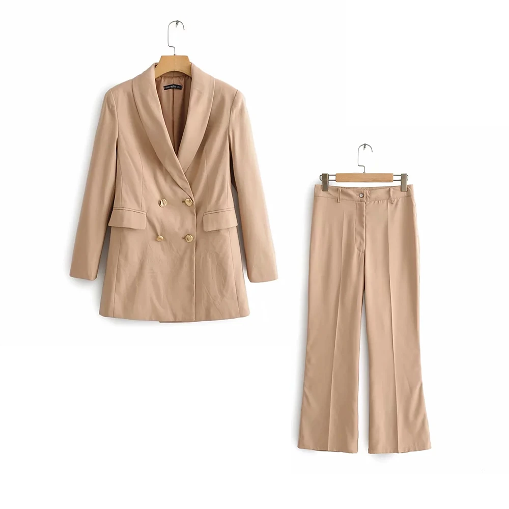 Женский элегантный костюм двойка модный с блейзером на осень и зиму