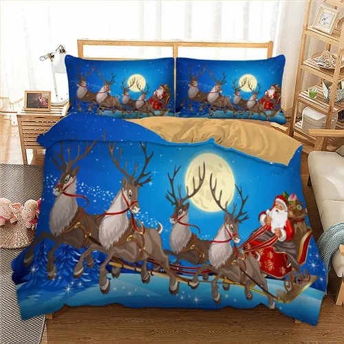 

Christmas Series Santa Claus Xmas HD Printing Duvet / Quilt Cover Set Bed Linens Queen King Twin Bedding Set For Children Adults