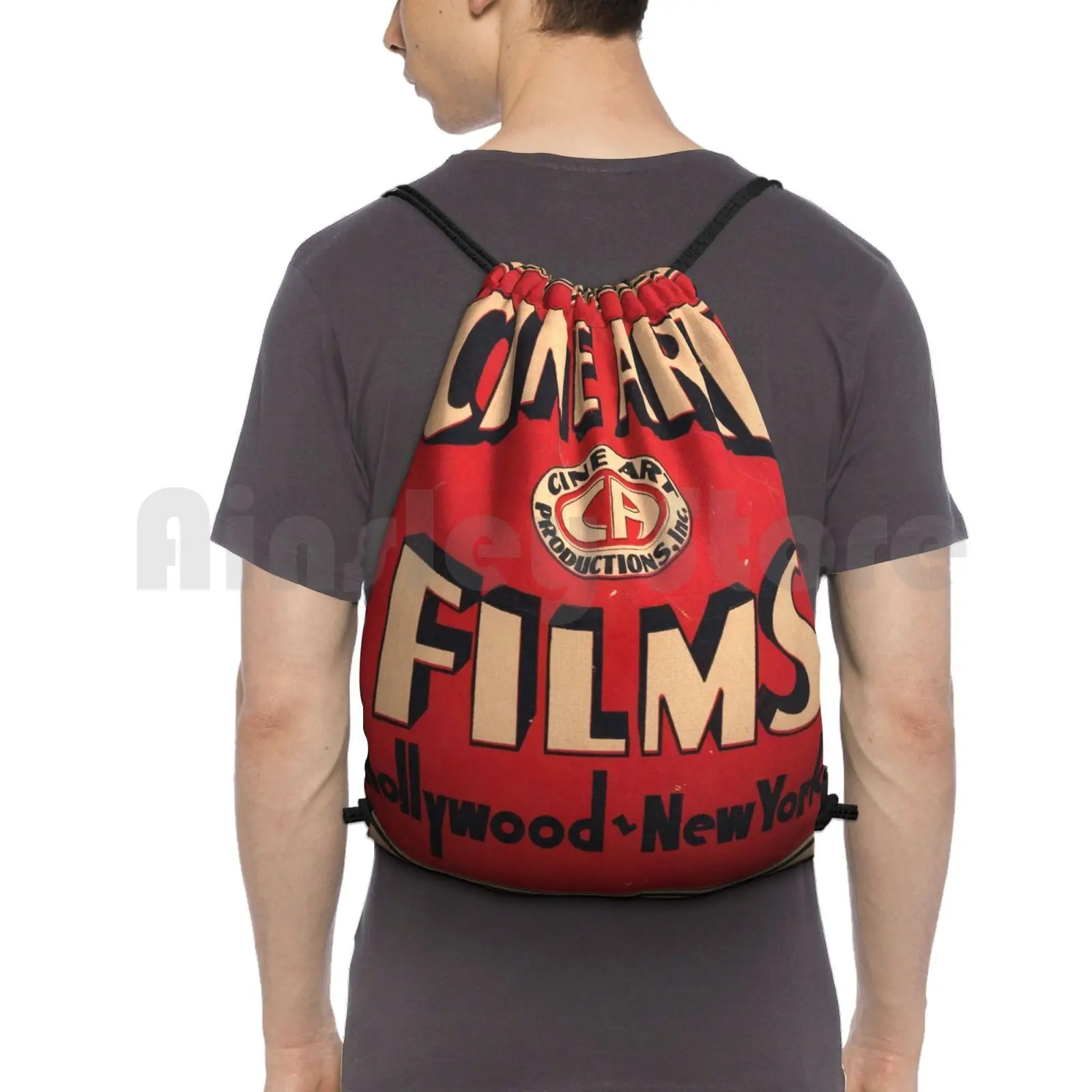 

Cine Art Films Hollywood-New York Backpack Drawstring Bag Riding Climbing Gym Bag 1920S 16Mm 16Mm Film Silent Film Art Home