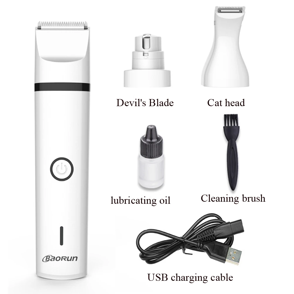 

USB Pets Clippers Rechargeable Baorun 3 IN 1 Pet Grooming Machine Cat Dog Hair Trimmer Nail Grinding With Hair Trimmer