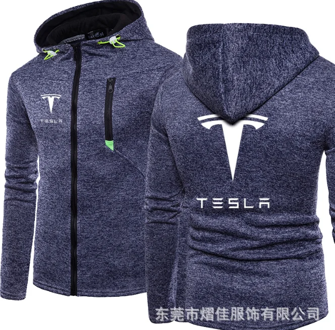 

2020 Fashion Men Winter Autumn Mens Motorcycle Hoodies Tesla Cotton Casual Zip Male Hooded Coats