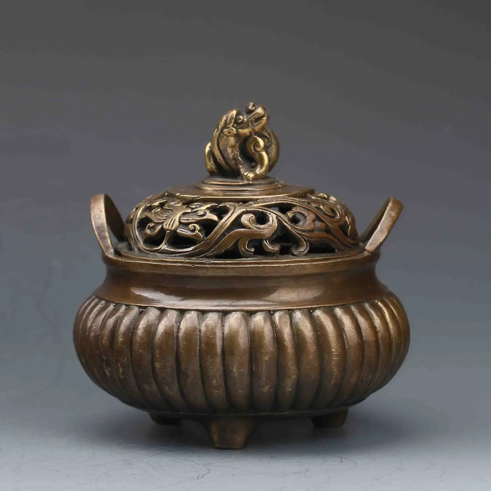 

Chinese Bronze Hand-Carved Incense Burner Ming Dynasty XuanDe Mark