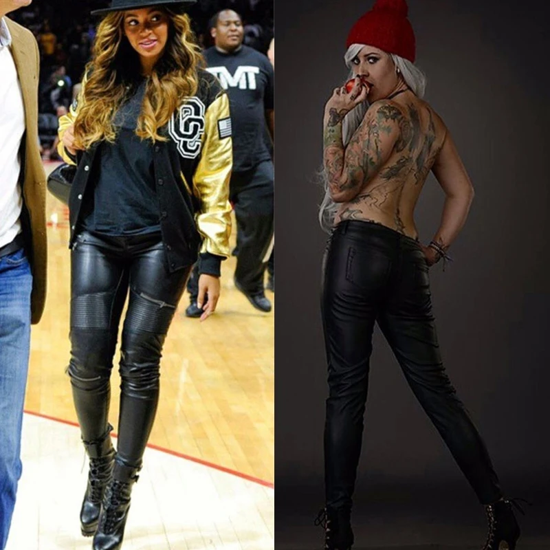 

Stretch High Waist Pu Leather Pants Women Skin Tight Motorcycle Gothic Punk Rock Pencil Trousers Zipper Moto Biker Plus Size Xs
